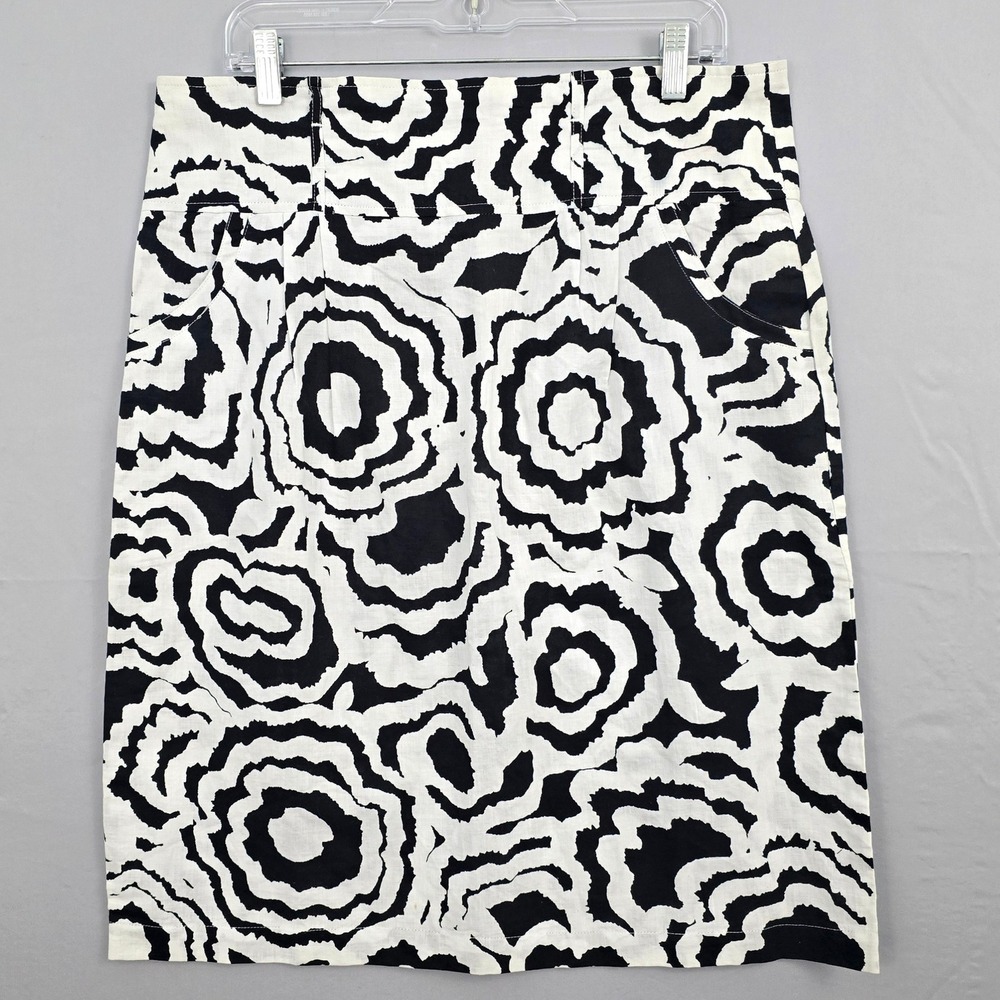 Apostrophe Pleated‎ Front Pockets Belt Loops Animal Print Skirt Black White 12